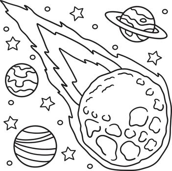 Falling Asteroid Coloring Page for Kids