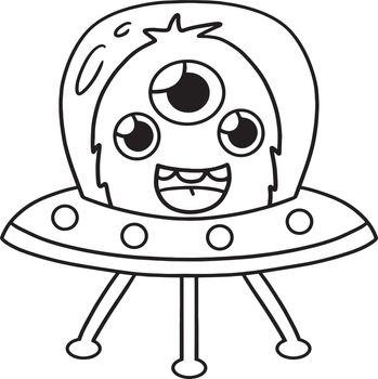 UFO Alien Space Isolated Coloring Page for Kids