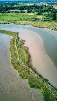 Snape aerial view of river at low tide