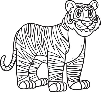 Tiger Animal Isolated Coloring Page for Kids