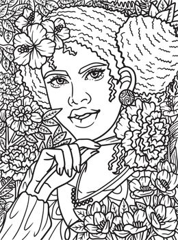 Lovely Afro American Girl Coloring Page for Kids