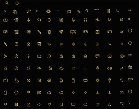 Set of gold light icons