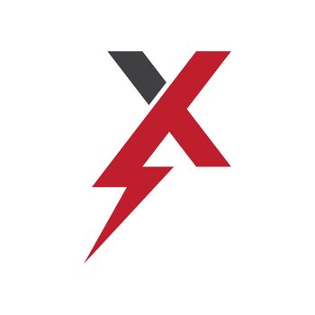 X letter initial Power lightning logo