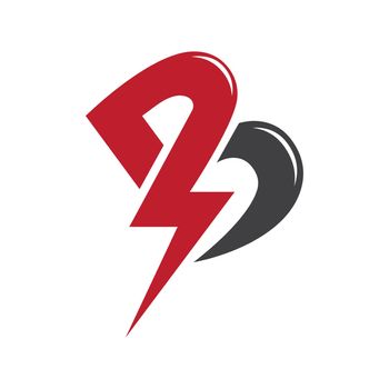 B letter initial Power lightning logo