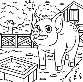 Pig Animal Coloring Page for Kids