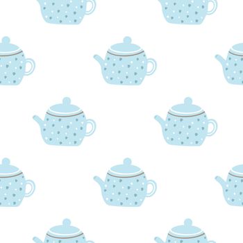 Painted teapots seamless pattern