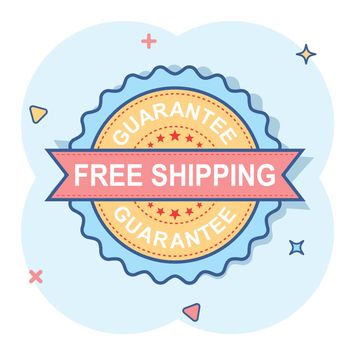 Free shipping grunge rubber stamp. Vector illustration on white background. Business concept guarantee free delivery stamp pictogram.