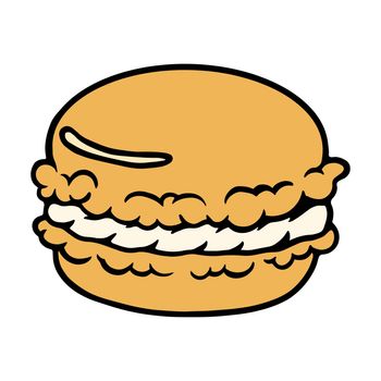 Cute hand drawn hamburger. Color image of cheeseburger. Burger cartoon icon.