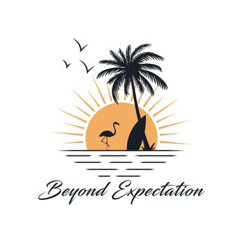 Beyond expectation. Summer time and surfing landscape design artwork