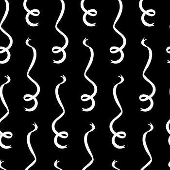 White serpentine seamless pattern on black background