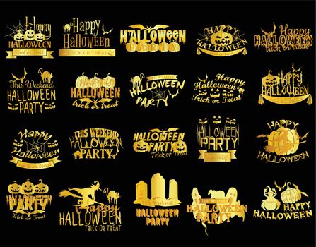 Gold Halloween horror eerie banners