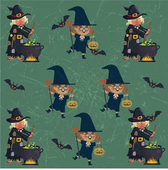 Halloween witch seamless pattern