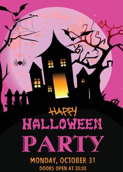 Halloween Party Flyer With Horror Castle