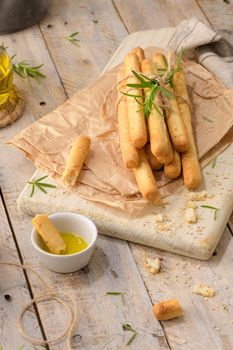 Traditional italian breadsticks grissini 