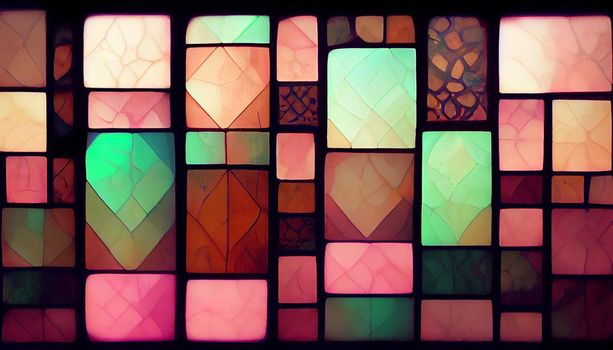 Pink glowing stained glass pattern background.