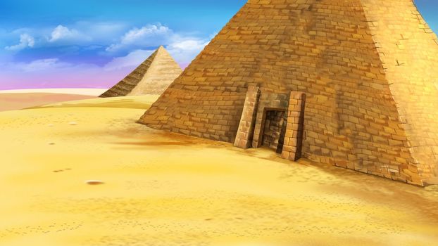Egyptian pyramids of Giza illustration