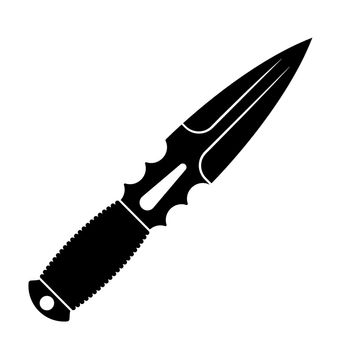 Hunting knife icon. Black knife icon isolated on white background.