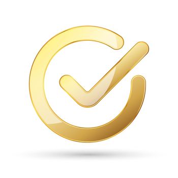 Golden checkmark icon. Check icon. Gold approved symbol.