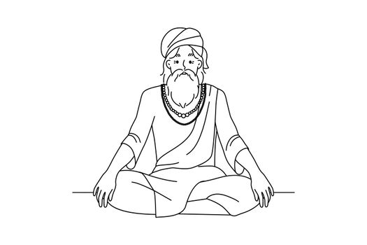 Old man yogi in lotus position