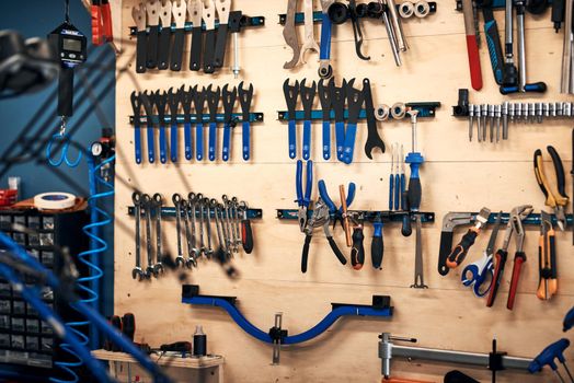 Theres a tool for every repair job. tools in a workshop.