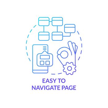 Easy to navigate page blue gradient concept icon