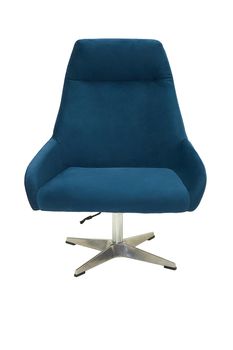 blue office fabric armchair isolated on white background, front view