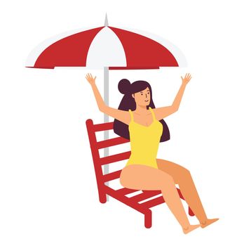 girl in bikini on a beach chair