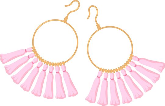 Pink gold bohemian handmade earrings in ethnic style.