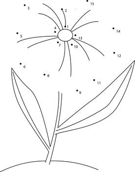 Connect the dots game. Flower printable worksheet for kids. Can be used as children coloring book.