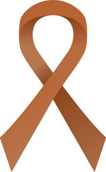 Brown awareness ribbon. Anti-tobacco and colorectal cancer campaign.
