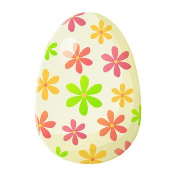 Cute realistic Easter egg painted with with flowers pattern. Can be used as easter hunt element for web banners, posters and web pages. Stock vector illustration in cartoon style isolated on white background