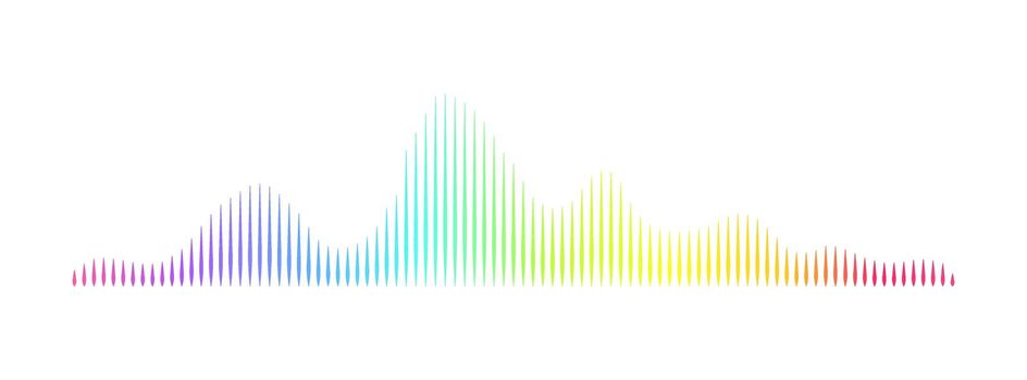 Abstract modern sound wave spectrum. Technology audio player music pulse frequency. Songs and soundtracks digital visualization concept. Stock Vector illustration isolated on white background.