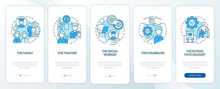 Asking about student mental health blue onboarding mobile app screen