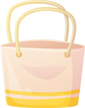 Yellow straw woman beach bag in cartoon flat style