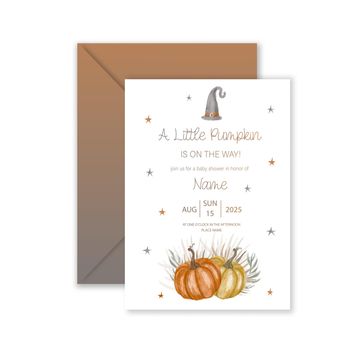 Watercolor baby shower halloween cute invitation party or celebration template design.