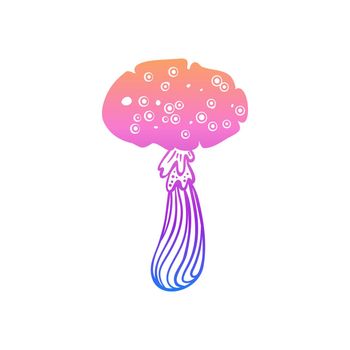 Magic mushrooms. Psychedelic hallucination. Gradient vector illustration isolated on white. 60s hippie art.