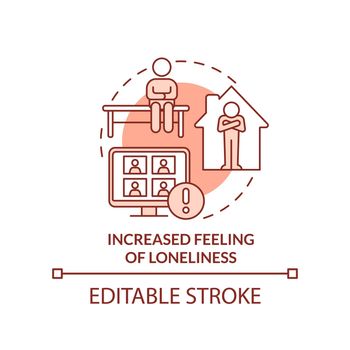 Increased feeling of loneliness terracotta concept icon