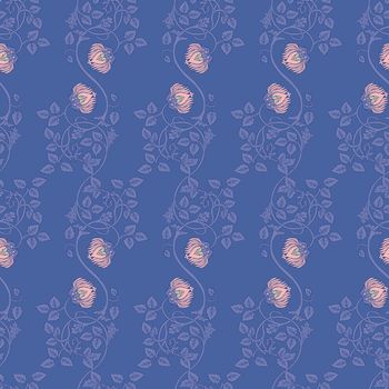 Floral vintage seamless pattern, retro wallpapers. Enchanted Vintage Flowers. Arts and Crafts movement inspired.