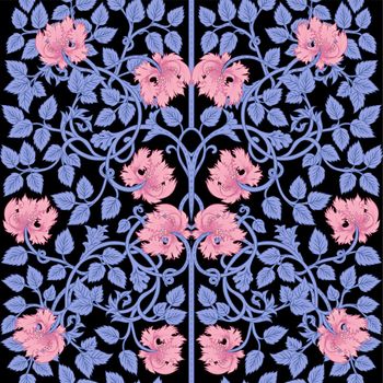 Floral vintage seamless pattern, retro wallpapers. Enchanted Vintage Flowers. Arts and Crafts movement inspired.