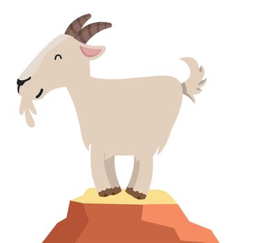 Cartoon goat on the top of a mountain