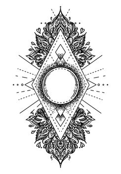 Ornate moon frame. Sacred Geometry. Ayurveda symbol of harmony and balance. Tattoo flesh design, yoga logo. Boho print, poster, t-shirt textile. Isolated vector illustration.