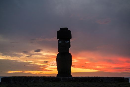 Shot of Moai statue at Easter Island 