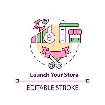 Launch your store concept icon