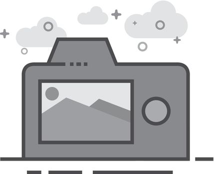Flat Grayscale Icon - Camera
