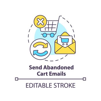 Send abandoned cart emails concept icon