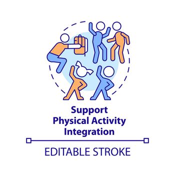 Support physical activity integration concept icon