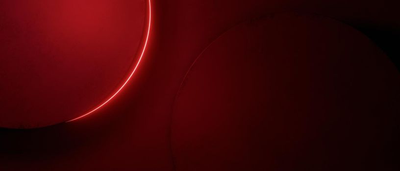 Abstract luxury 3D shiny red curved shapes with light elements style red background 3D Render