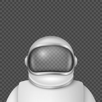 Vector 3d Realistic Astronaut Helmet, Cosmonaut Suit with Mask, Transparent Glass Visor for Space Exploration. White Suit, Helmet for Spaceman Head Protection. Design Template