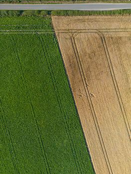 Aerial view of agricultural fields in West Yorkshire