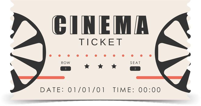 Cinema ticket template. Modern ticket card illustration template. Vector illustration.